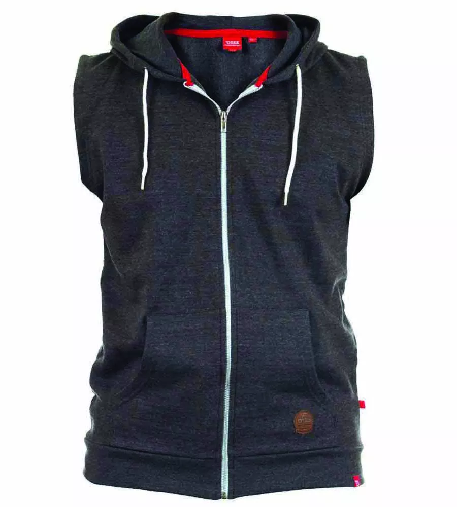 D555 Big Mens Charcoal Sleeveless Hoodie (BLAKE)